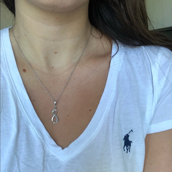 Sterling Silver (925) Necklace with Diamonds - Picture 4 of 4